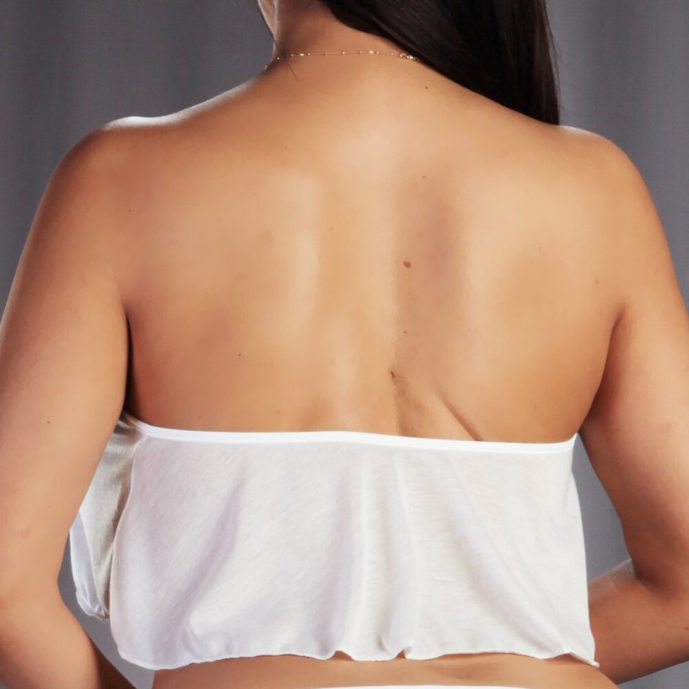 Reversible Tie-Front Ruffle Top in Semi-Sheer Jersey Fabric - Picture 3 of 4